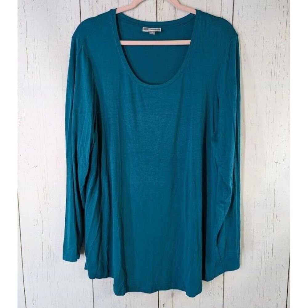 JM Collection Size 1X Turquoise Casual Womens Long Sleeve Tunic Blouse Top
